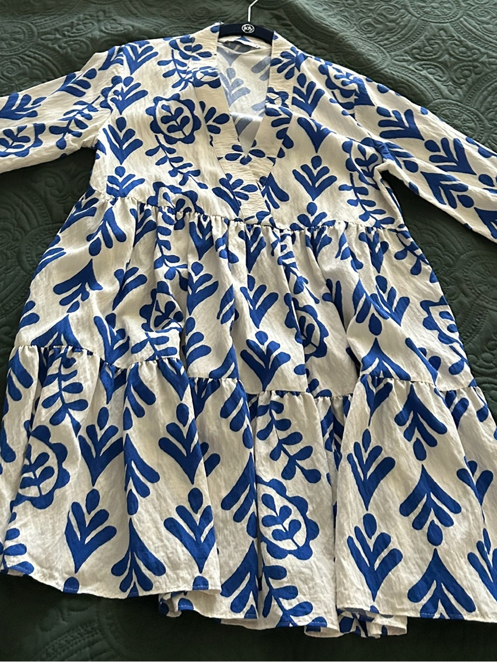 Zara White Mini Dress with Blue Floral Print